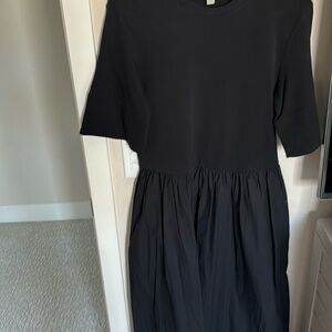 Cos Contrast Panel Midi Dress Black